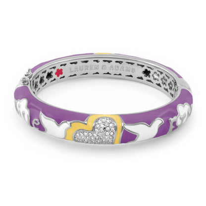 Peace and Dove Bangle bracelet in purple enamel with silver heart pave center, Lauren G Adams on Tampa Home & Garden Store