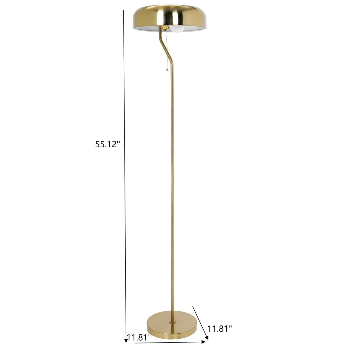 Spectra tall corner floor lamp in gold with curved stem and dome shade by HouseOfZazla on Tampa Home & Garden Store