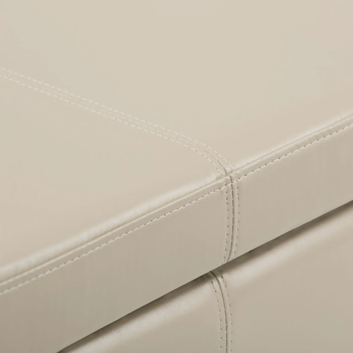 Avalon Storage Ottoman Bench beige leather with stitching by Unique Piece Furniture on Tampa Home & Garden Store