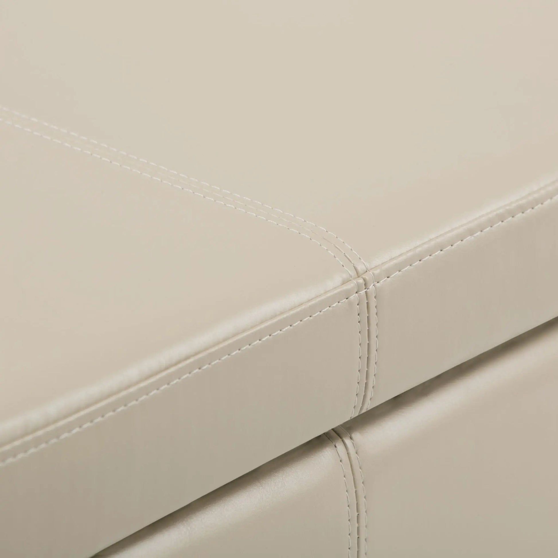 Avalon Storage Ottoman Bench beige leather with stitching by Unique Piece Furniture on Tampa Home & Garden Store