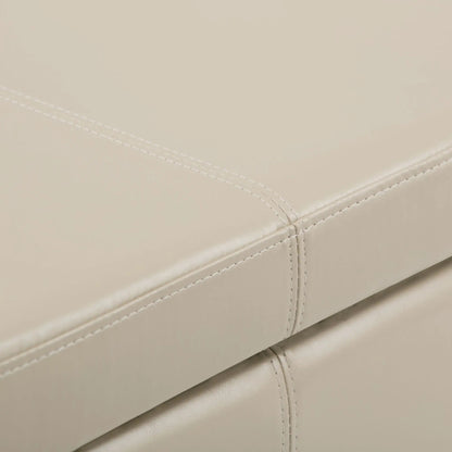 Avalon Storage Ottoman Bench beige leather with stitching by Unique Piece Furniture on Tampa Home & Garden Store