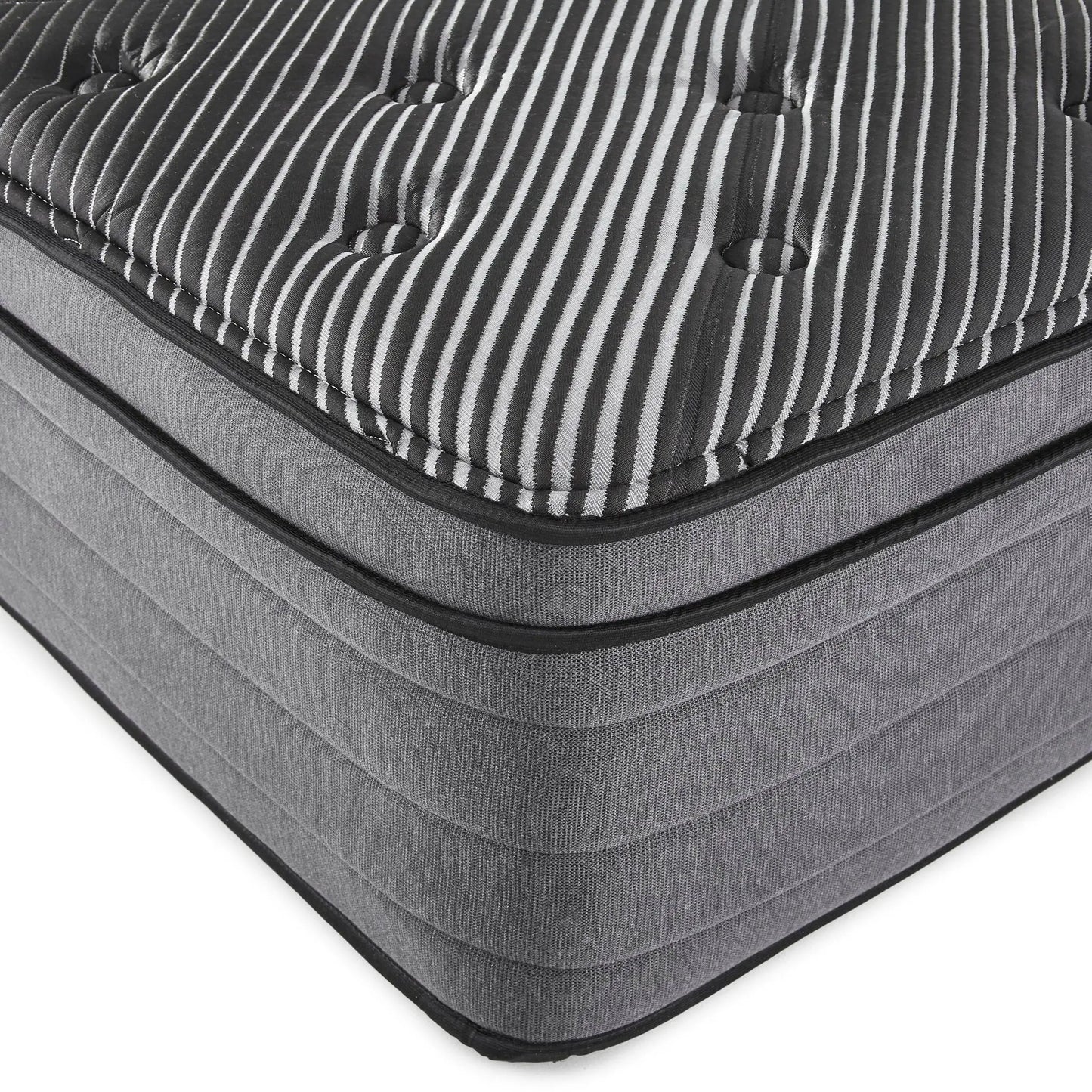 Pure Ice 15in Eurotop Ultra Plush Mattress by Unique Piece Furniture in gray striped fabric on Tampa Home & Garden Store