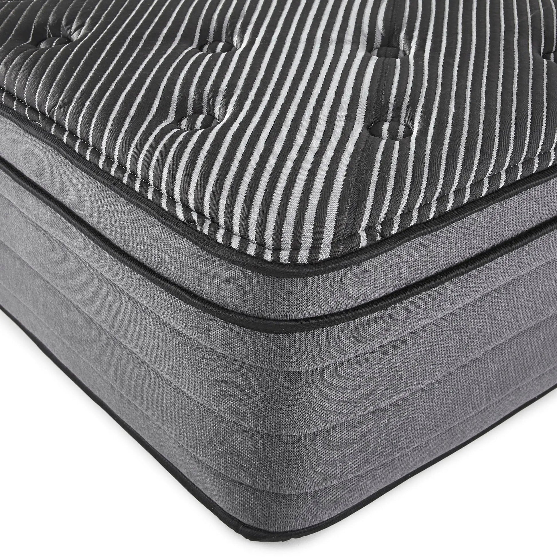 Pure Ice 15in Eurotop Ultra Plush Mattress by Unique Piece Furniture in gray striped fabric on Tampa Home & Garden Store
