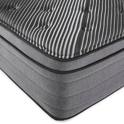 Pure Ice 15in Eurotop Ultra Plush Mattress by Unique Piece Furniture in gray striped fabric on Tampa Home & Garden Store