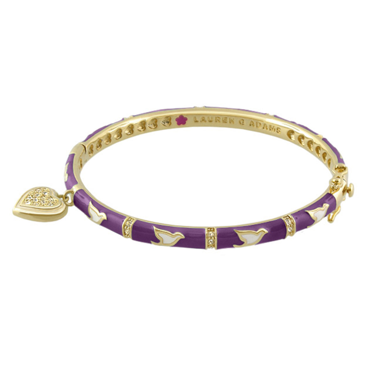 Peace and Dove Heart Bangle bracelet in purple enamel with gold-tone by Lauren G Adams on Tampa Home & Garden Store