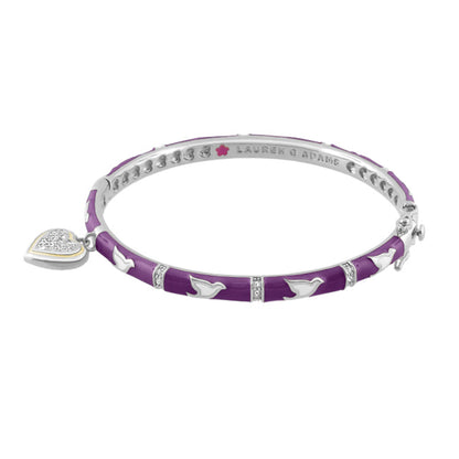 Peace and Dove Heart Bangle purple enamel with dove motifs and crystals Lauren G Adams on Tampa Home & Garden Store