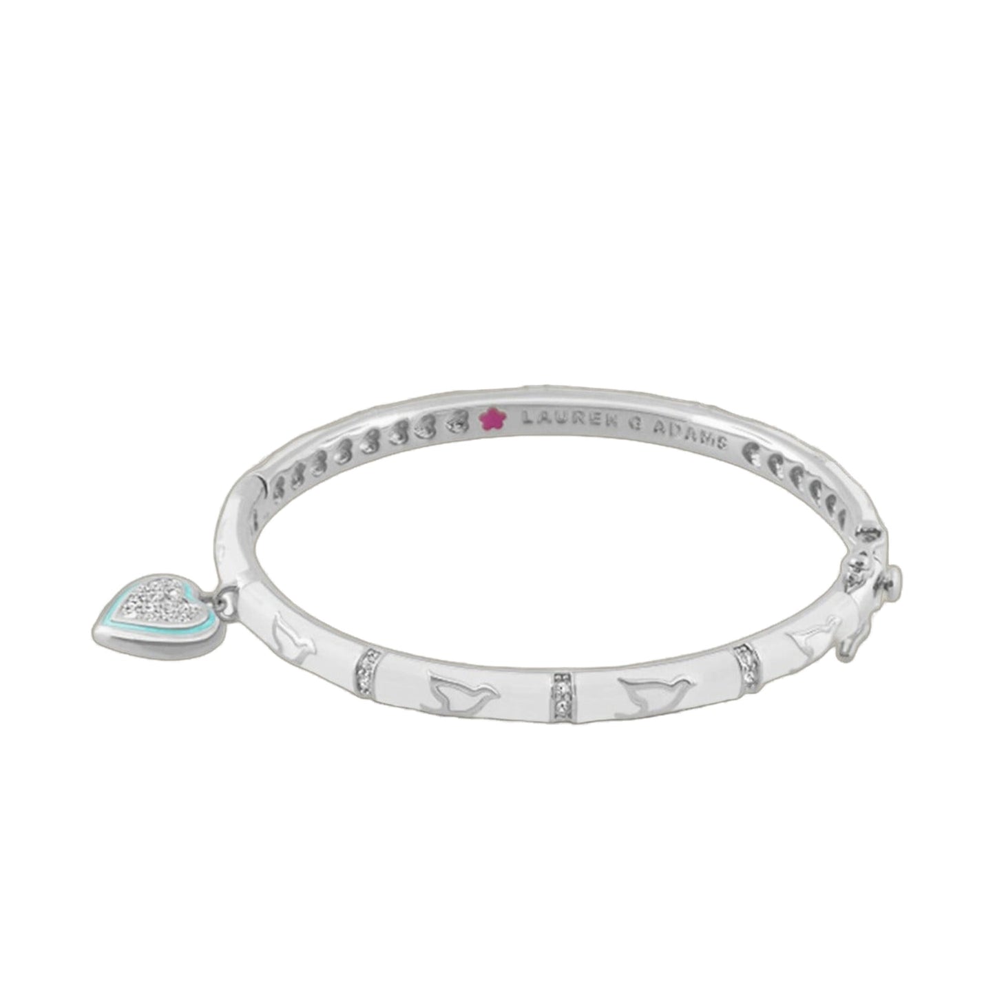 Peace and Dove Heart Bangle, bracelet with heart charm and crystals by Lauren G Adams on Tampa Home & Garden Store