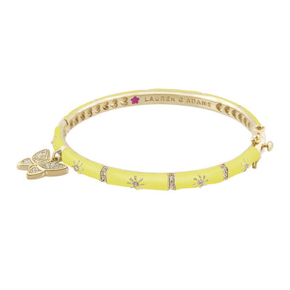 Charming 2 Butterfly Bangle bracelet yellow enamel with crystal accents by Lauren G Adams on Tampa Home & Garden Store
