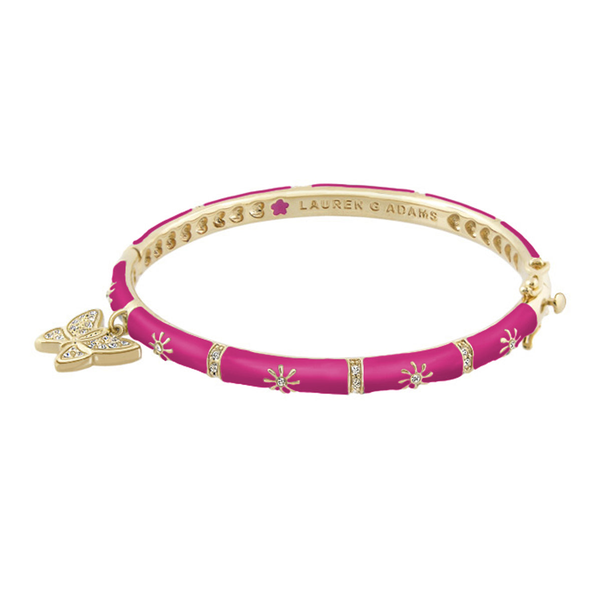 Charming 2 Butterfly Bangle in pink enamel with gold-tone accents by Lauren G Adams bracelet on Tampa Home & Garden Store