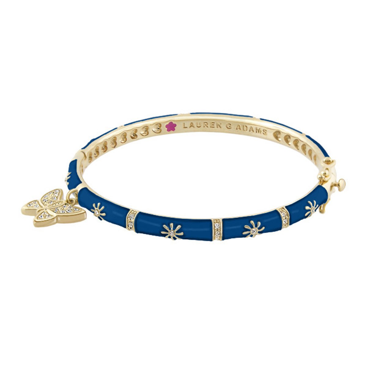 Charming 2 Butterfly Bangle in blue enamel with gold-tone accents and crystal butterfly charms by Lauren G Adams on Tampa Home & Garden Store