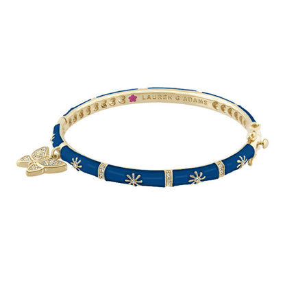 Charming 2 Butterfly Bangle in blue enamel with gold-tone accents and crystal butterfly charms by Lauren G Adams on Tampa Home & Garden Store