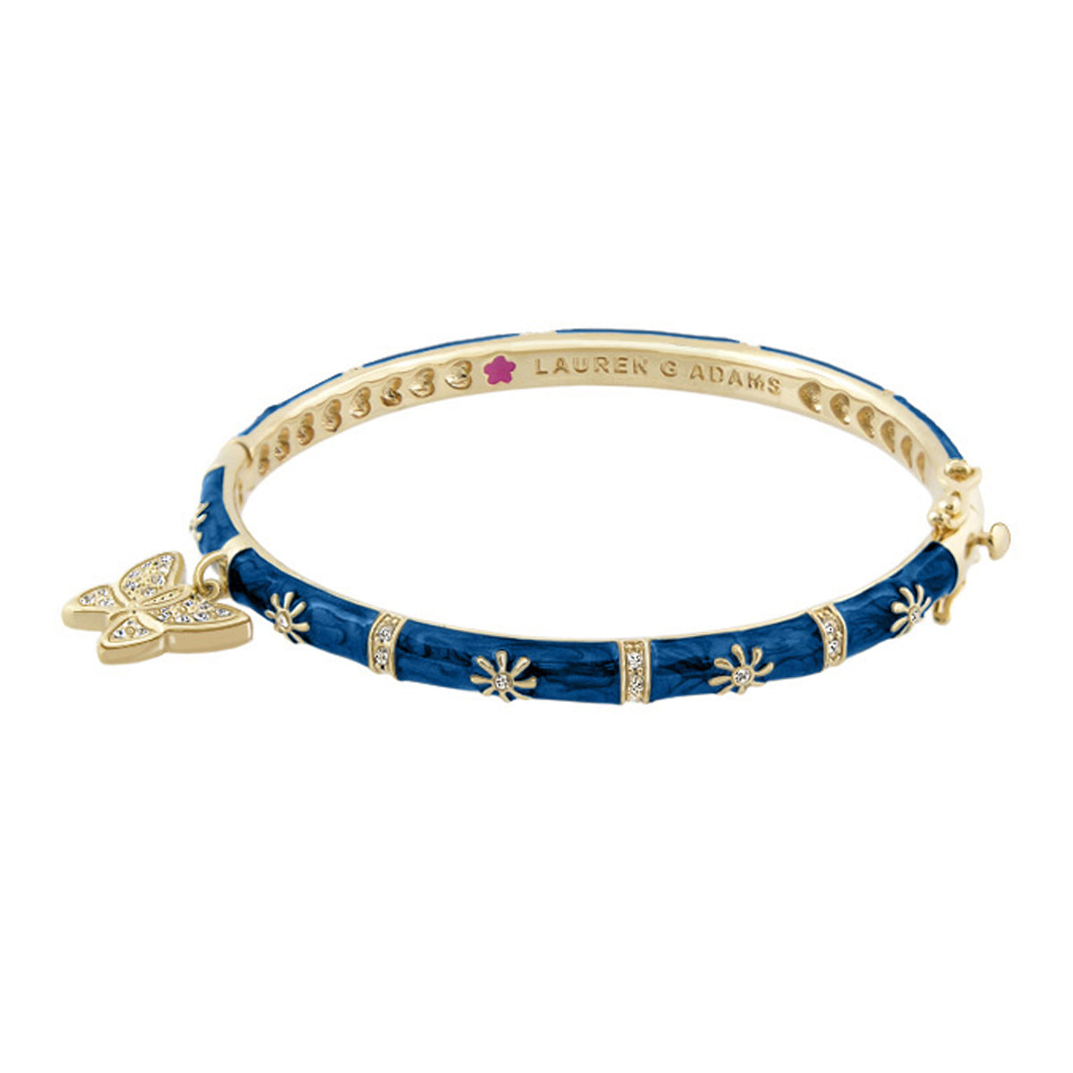 Charming 2 Butterfly Bangle in blue enamel with gold-tone accents and butterfly charm Lauren G Adams on Tampa Home & Garden Store