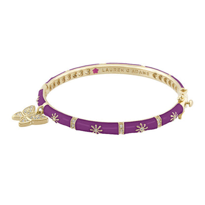 Bracelet Charming 2 Butterfly Bangle by Lauren G Adams, purple enamel with gold butterfly charms on Tampa Home & Garden Store