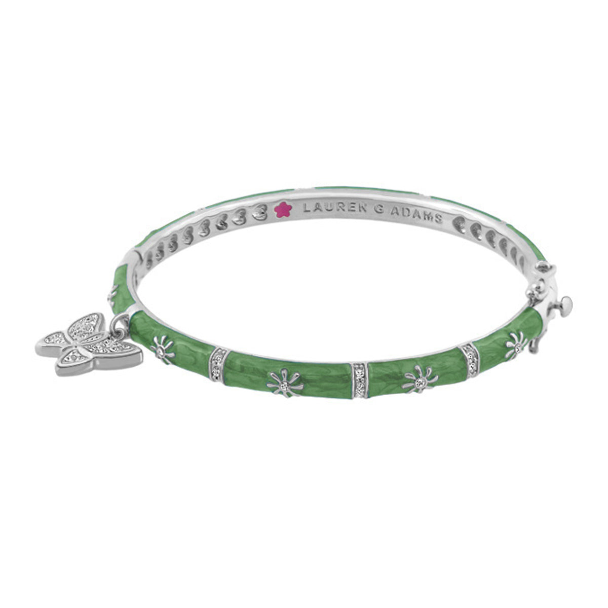 Bracelet Charming 2 Butterfly Bangle Lauren G Adams, enamel segments with silver charms on Tampa Home & Garden Store