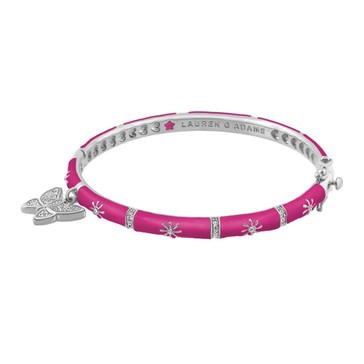 Charming 2 Butterfly Bangle bracelet in pink enamel with crystal accents by Lauren G Adams on Tampa Home & Garden Store