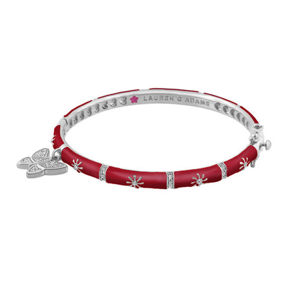 Charming 2 Butterfly Bangle bracelet red enamel with butterfly charms Lauren G Adams on Tampa Home & Garden Store