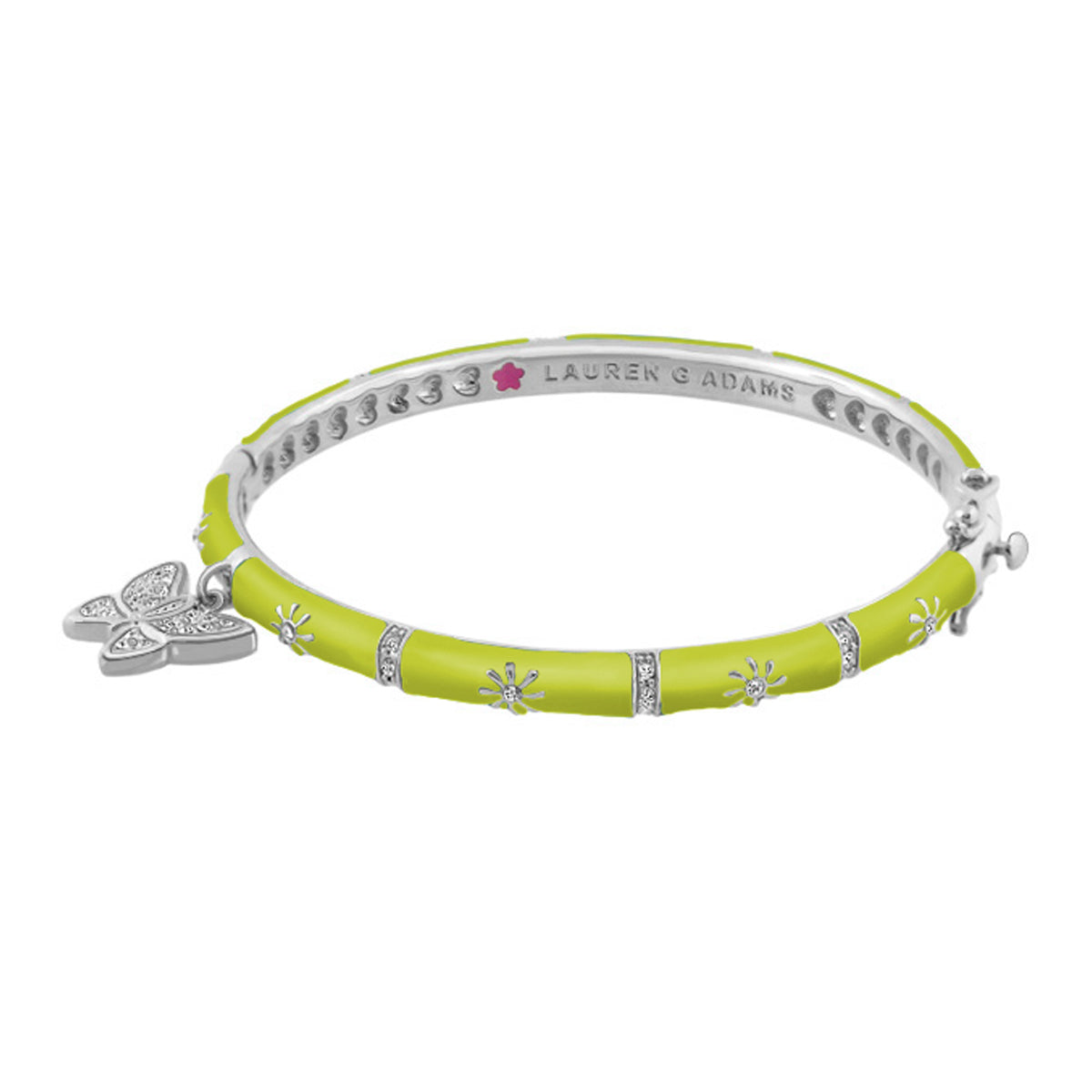 Charming 2 Butterfly Bangle bracelet in lime enamel with silver accents by Lauren G Adams on Tampa Home & Garden Store