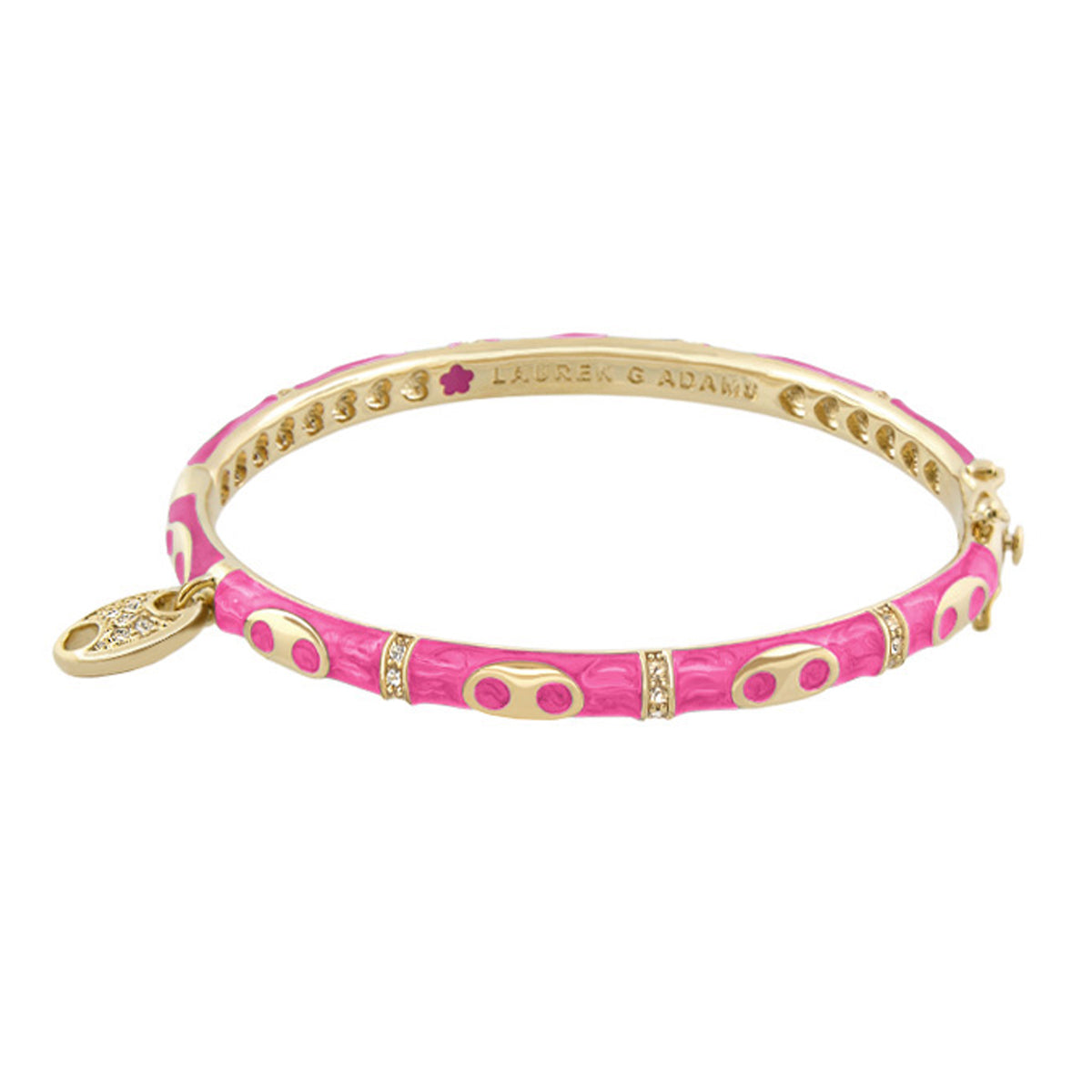 Charming 2-Link Bangle in pink enamel with gold-tone accents and crystals Lauren G Adams on Tampa Home & Garden Store