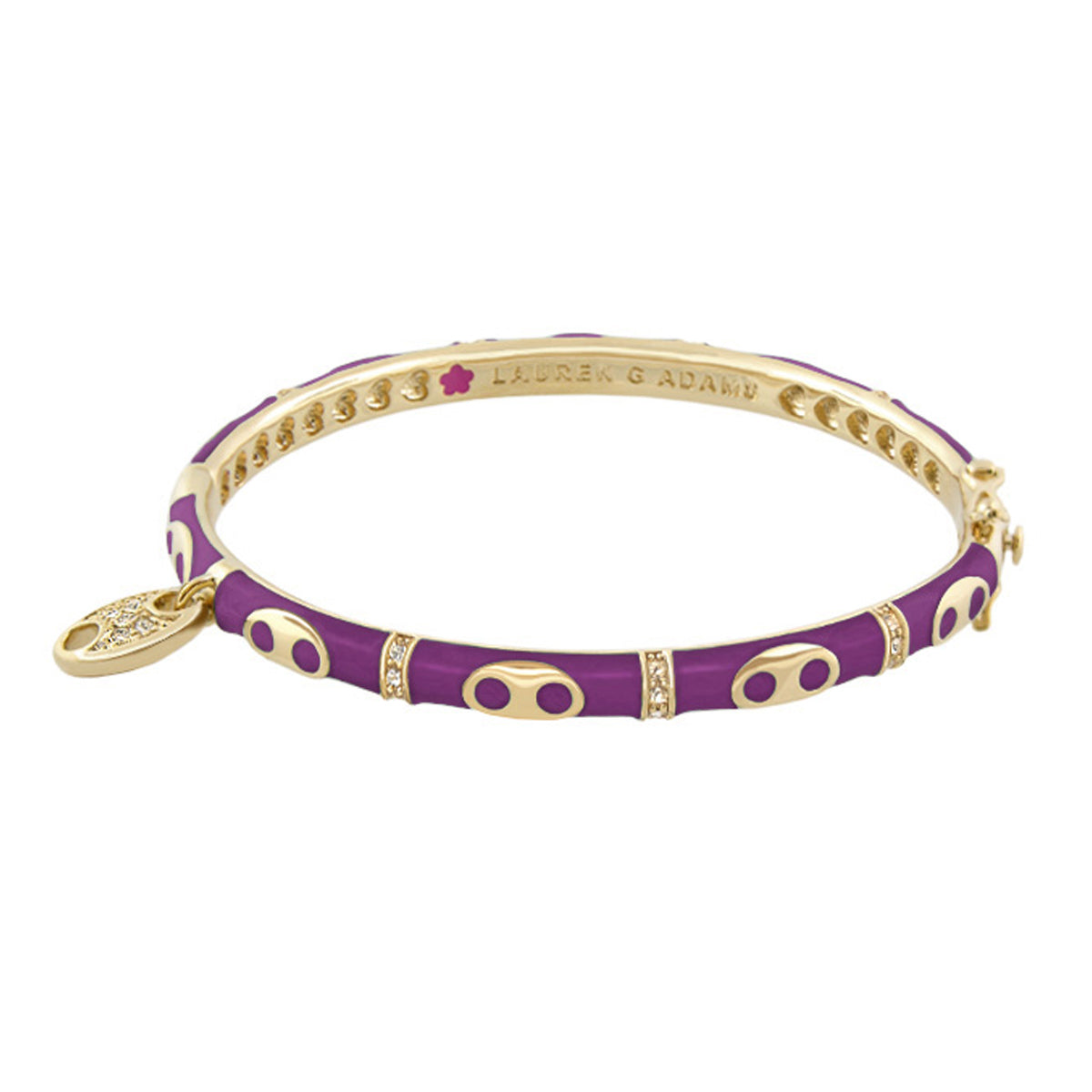 Charming 2 Link Bangle bracelet by Lauren G Adams in purple enamel with gold-tone accents on Tampa Home & Garden Store