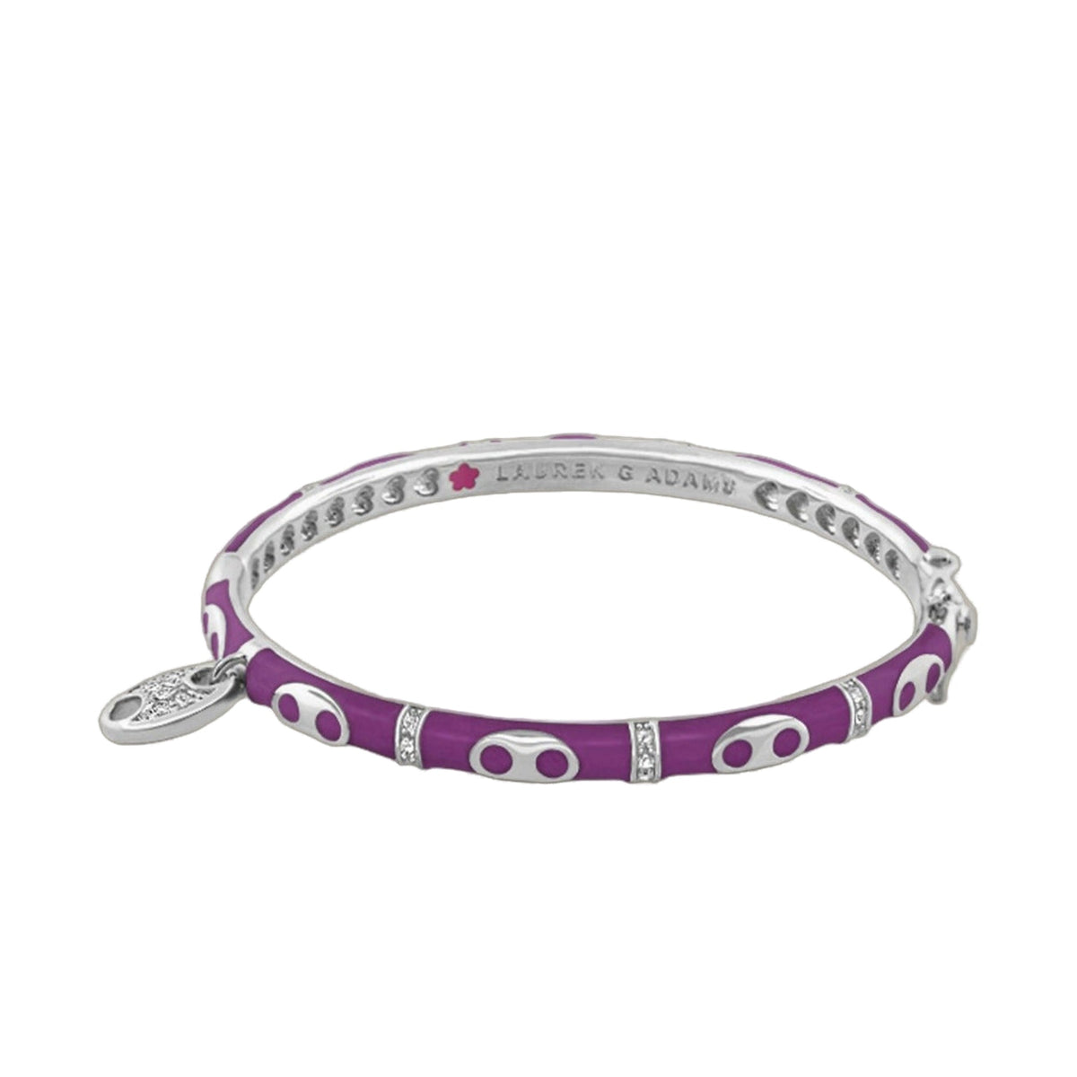 Charming 2 Link Bangle bracelet by Lauren G Adams, purple enamel with silver-toned links on Tampa Home & Garden Store