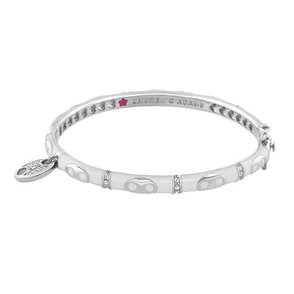 Charming 2-Link Bangle bracelet by Lauren G Adams in silver with crystal accents on Tampa Home & Garden Store