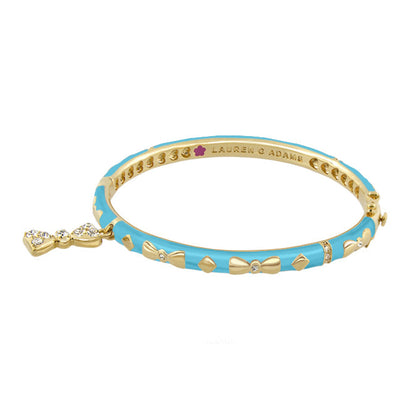 Charming 2 Bow Bangle turquoise enamel bracelet with gold bows by Lauren G Adams on Tampa Home & Garden Store