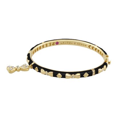 Charming 2 Bow Bangle bracelet with black enamel and crystal bow charm by Lauren G Adams on Tampa Home & Garden Store