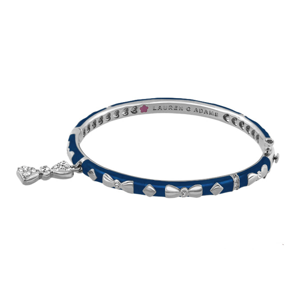 Charming 2 Bow Bangle bracelet blue enamel with silver bow charms Lauren G Adams on Tampa Home & Garden Store