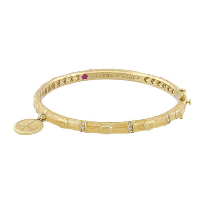 Charming 2 Peace Sign Bangle gold-tone with heart charms Lauren G Adams on Tampa Home & Garden Store