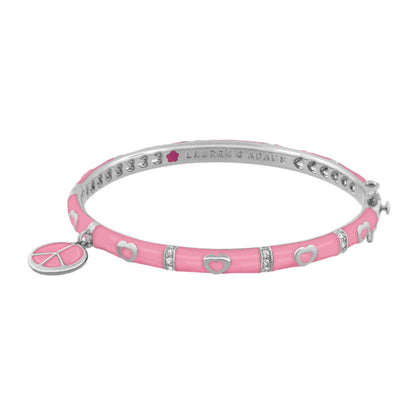 Charming 2 Peace Sign Bangle pink enamel bracelet with heart and crystal accents Lauren G Adams on Tampa Home & Garden Store