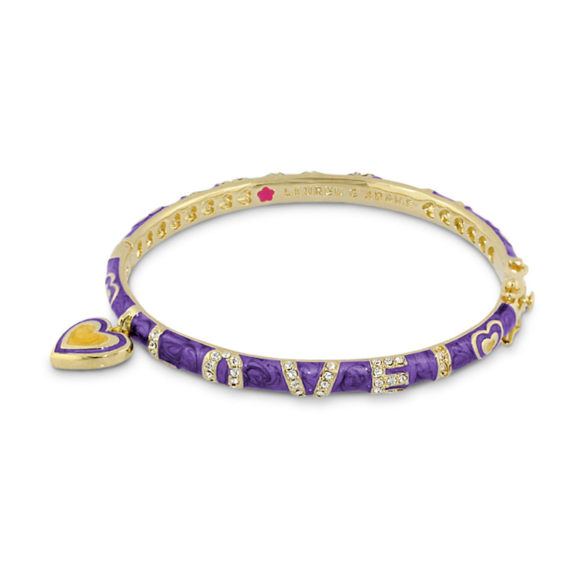Charming 2 Love Bangle purple enamel bracelet with LOVE letters and heart charm Lauren G Adams on Tampa Home & Garden Store