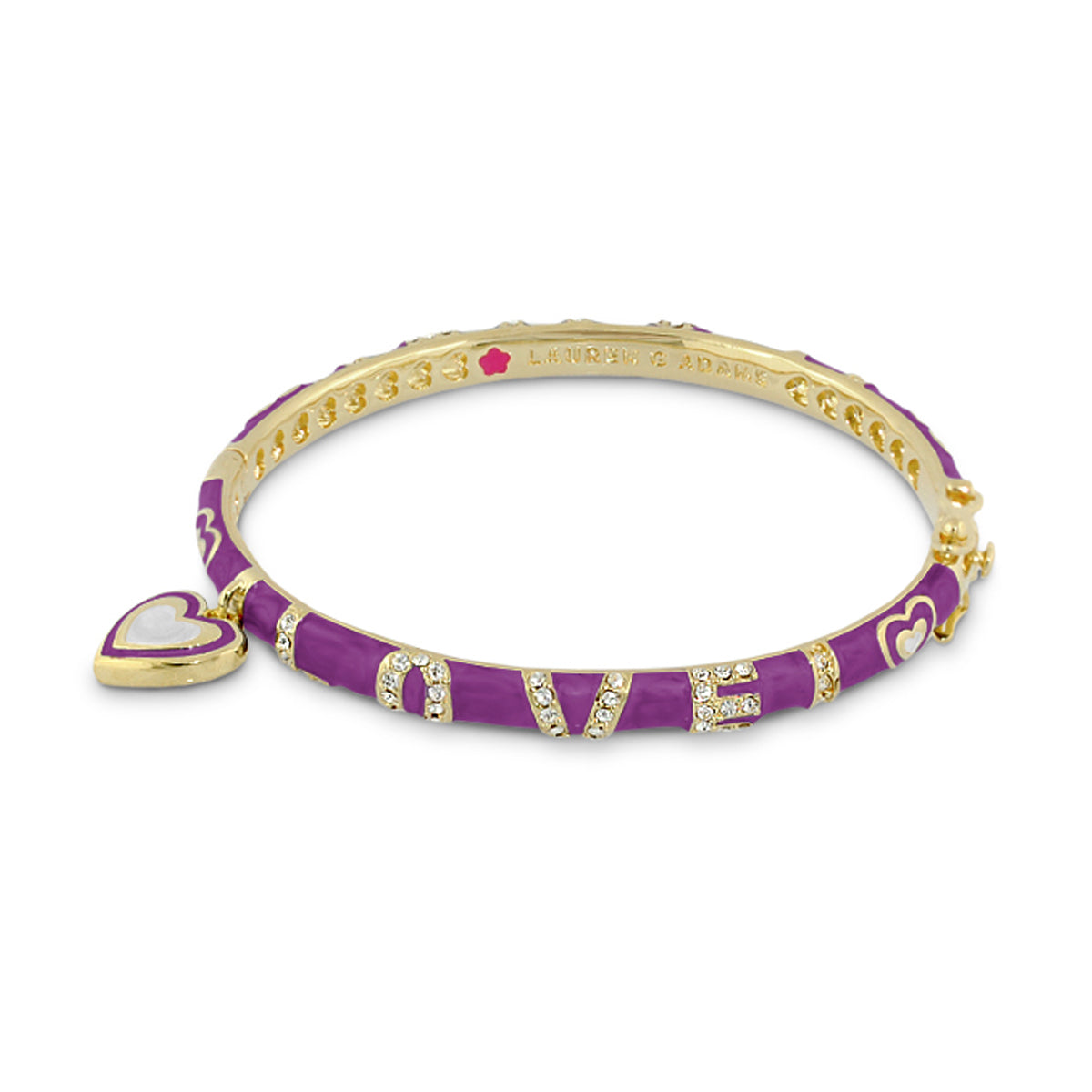 Charming 2 Love Bangle bracelet in purple enamel with crystal LOVE letters by Lauren G Adams on Tampa Home & Garden Store