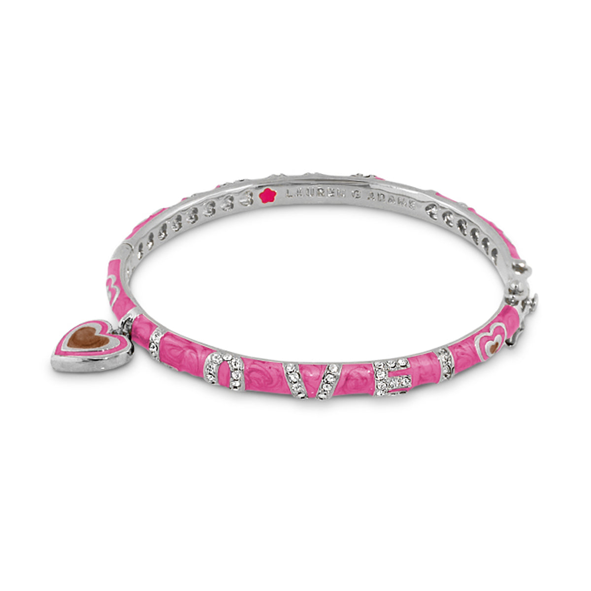 Charming 2 Love Bangle bracelet pink with crystal LOVE letters heart charm by Lauren G Adams on Tampa Home & Garden Store