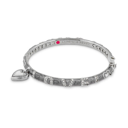 Charming 2 Love Bangle, Lauren G Adams silver bracelet with crystal LOVE letters and heart charm on Tampa Home & Garden Store