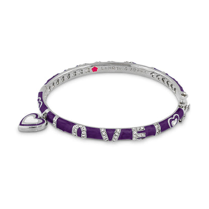 Charming 2 Love Bangle Lauren G Adams purple enamel bracelet with rhinestone and heart charm on Tampa Home & Garden Store