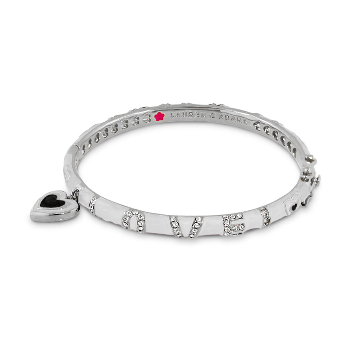 Charming 2 Love Bangle silver bracelet with crystal LOVE and heart charm by Lauren G Adams on Tampa Home & Garden Store