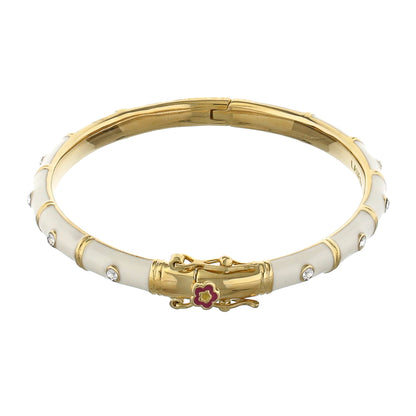 White and Gold Tiny Dots Stackable Bangle