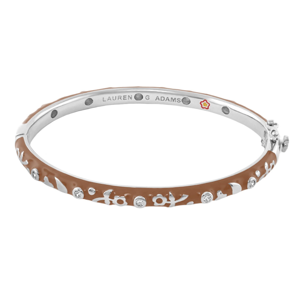Stackable Desire Bangle brown enamel bracelet with crystal flower Lauren G Adams on Tampa Home & Garden Store