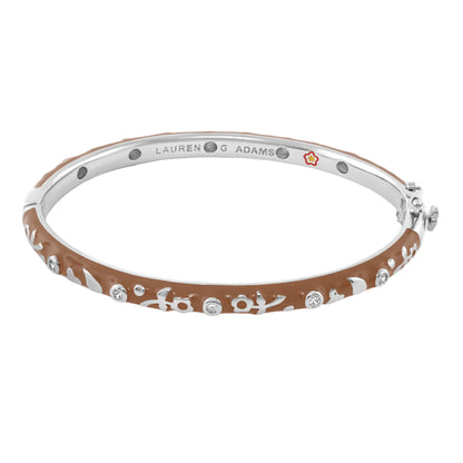 Stackable Desire Bangle brown enamel bracelet with crystal flower Lauren G Adams on Tampa Home & Garden Store