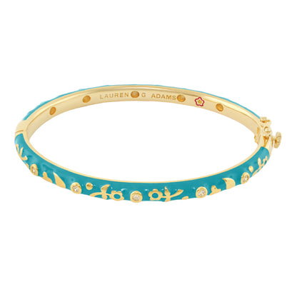Stackable Desire Bangle turquoise enamel gold-tone flower & crystal bracelet by Lauren G Adams on Tampa Home & Garden Store