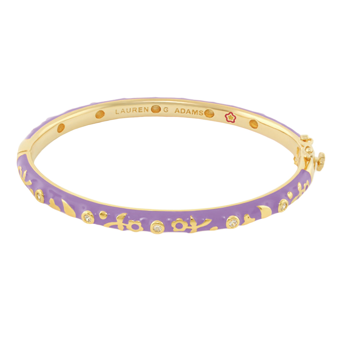 Stackable Desire Bangle by Lauren G Adams, purple enamel floral bracelet with crystals on Tampa Home & Garden Store