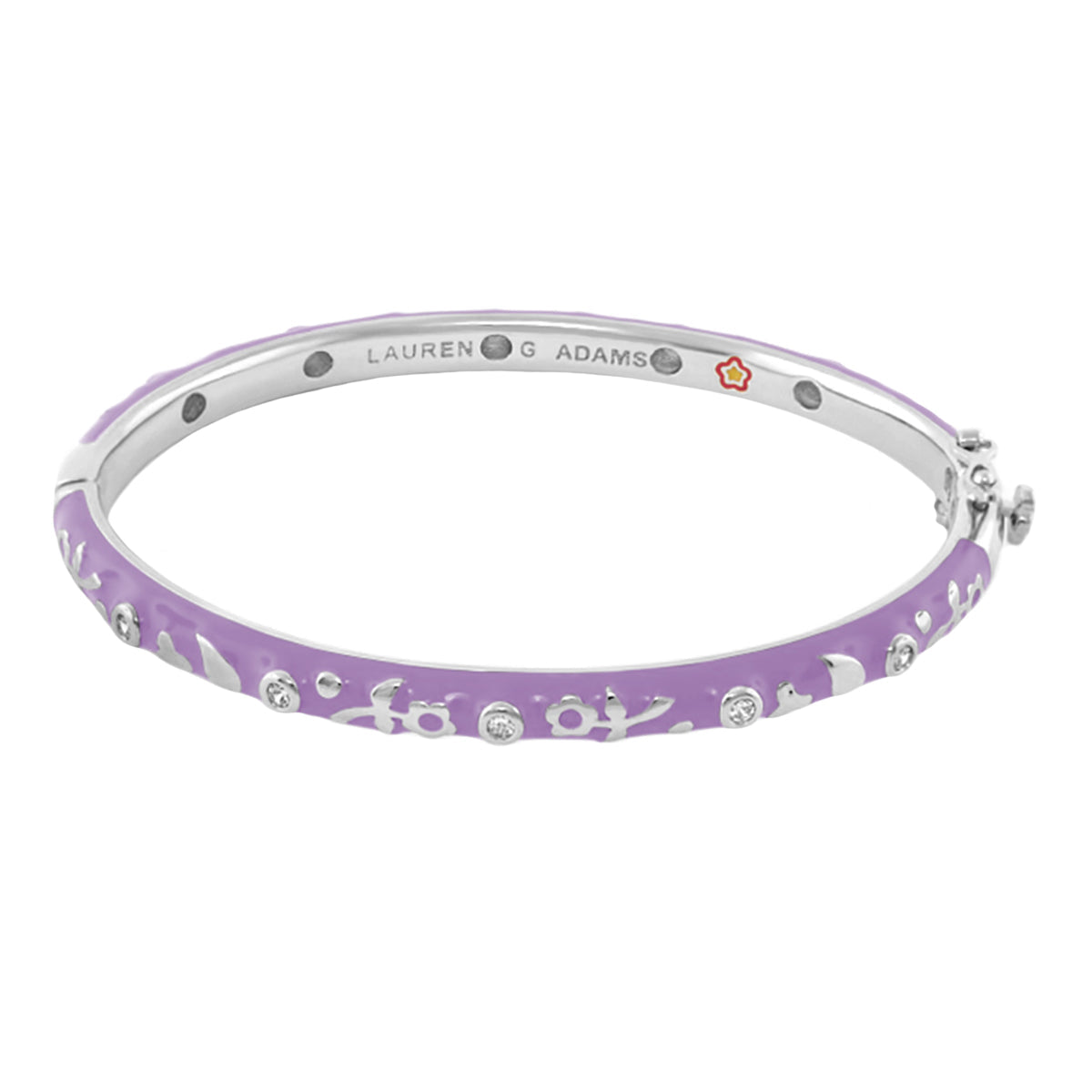 Stackable Desire Bangle - Flower & Crystal, lavender enamel with crystals, Lauren G Adams on Tampa Home & Garden Store