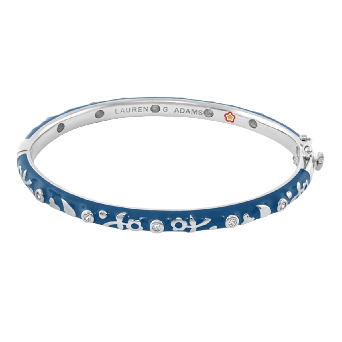 Stackable Desire Bangle Flower & Crystal blue enamel bracelet by Lauren G Adams on Tampa Home & Garden Store
