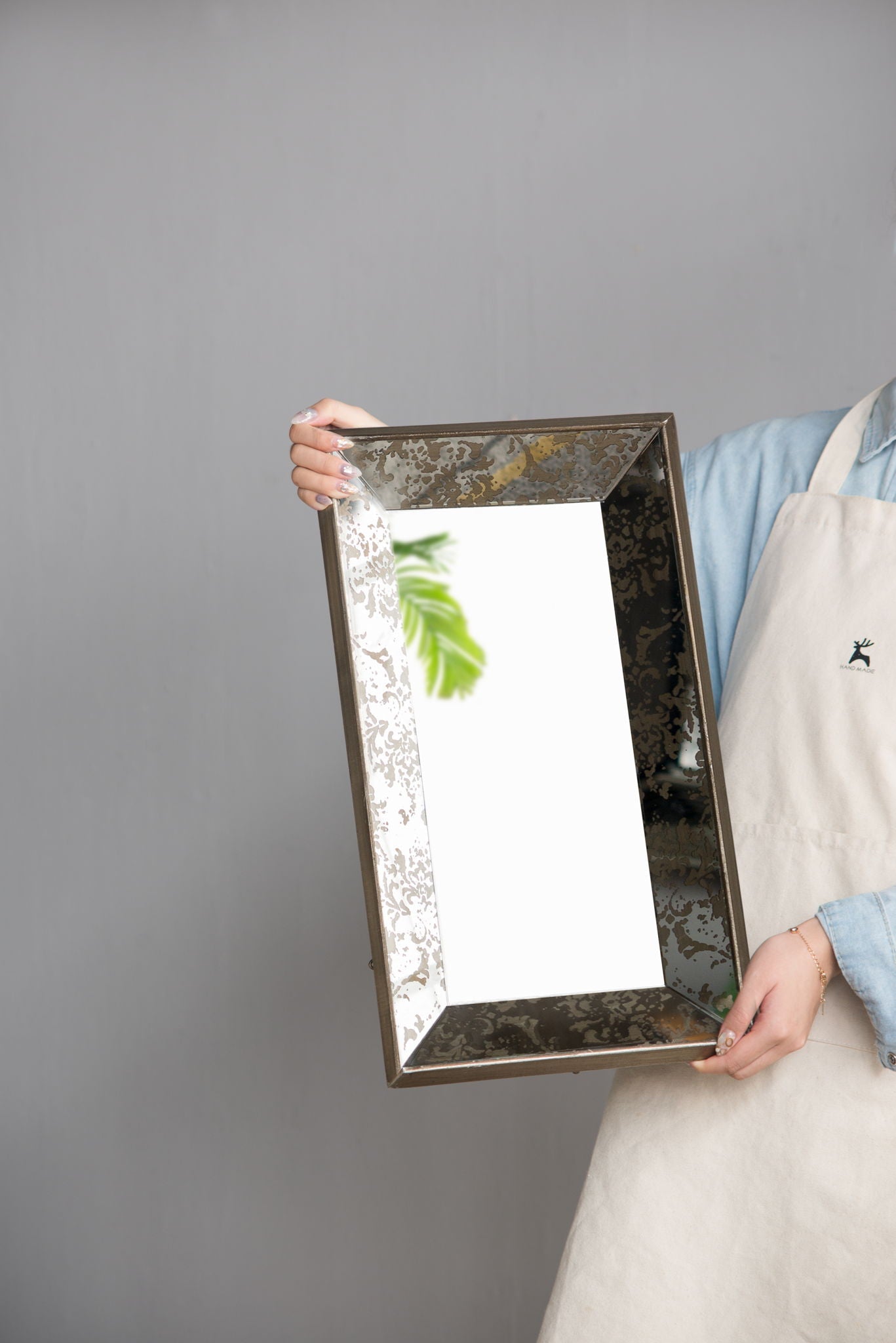 Antique rectangle wall mirror with floral metal frame HouseOfZazla on Tampa Home & Garden Store
