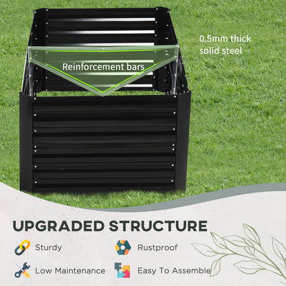 Galvanized raised garden bed kit with reinforcing bars in black or silver by HouseOfZazla on Tampa Home & Garden Store