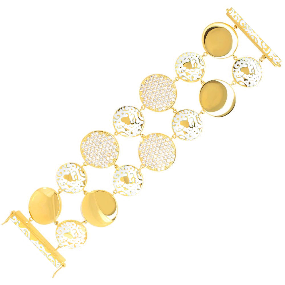 Hidden Hearts bracelet by Lauren G Adams – gold-tone circular links with crystal discs on Tampa Home & Garden Store