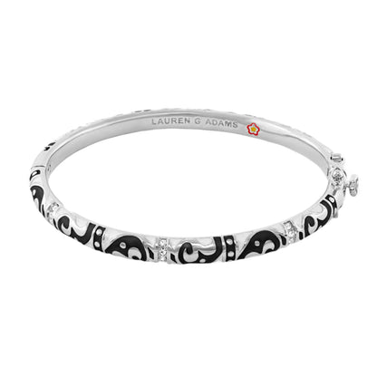 Stackable Desire Bangle Scroll & Pavé, silver bracelet with black scroll pattern and pavé accents on Tampa Home & Garden Store