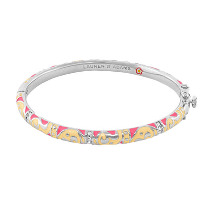 Stackable Desire Bangle Scroll & Pavé by Lauren G Adams silver bracelet with pink enamel on Tampa Home & Garden Store
