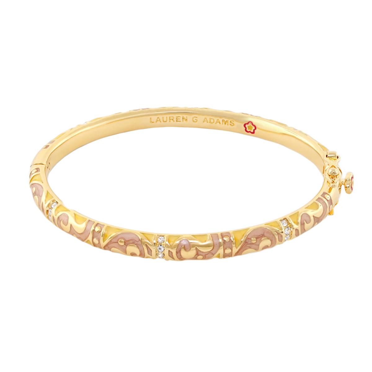 Stackable Desire Bangle Scroll Pavé gold-tone bracelet with pink enamel by Lauren G Adams on Tampa Home & Garden Store