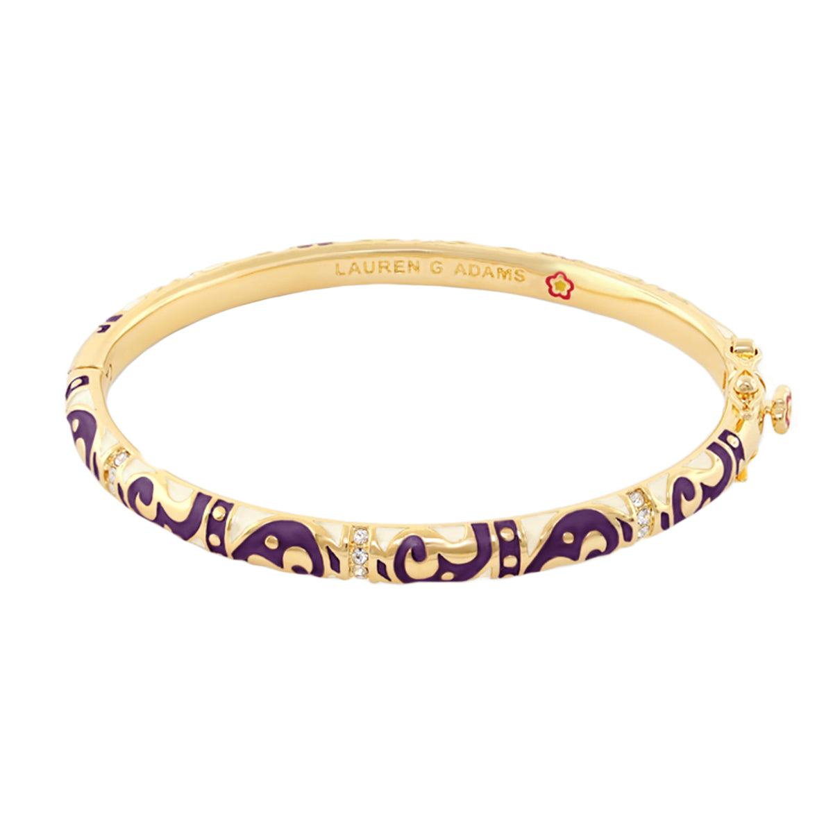 Stackable Desire Bangle, purple enamel scrollwork, pavé crystals, gold-tone Lauren G Adams on Tampa Home & Garden Store